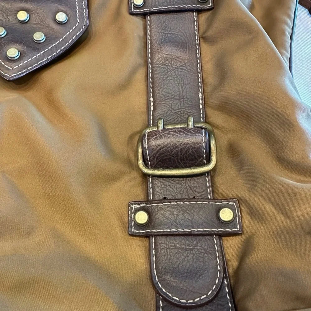 Nine West Olive Green Tote with Dark Brown Trim - Picture 3 of 12